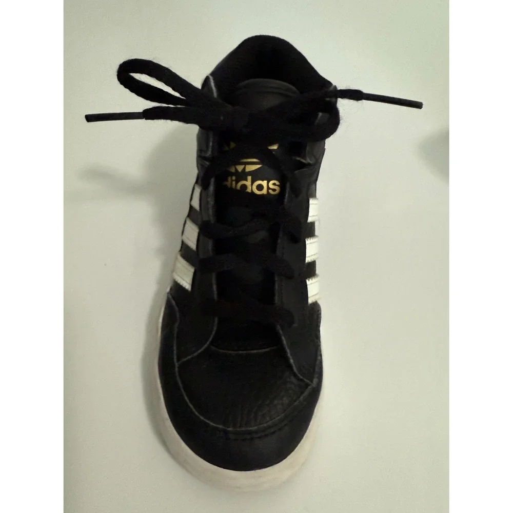 Adidas Hoops‎ Mid 2.0 Kids Black White Gold Sneakers Size 10K FV5738 Ortholite